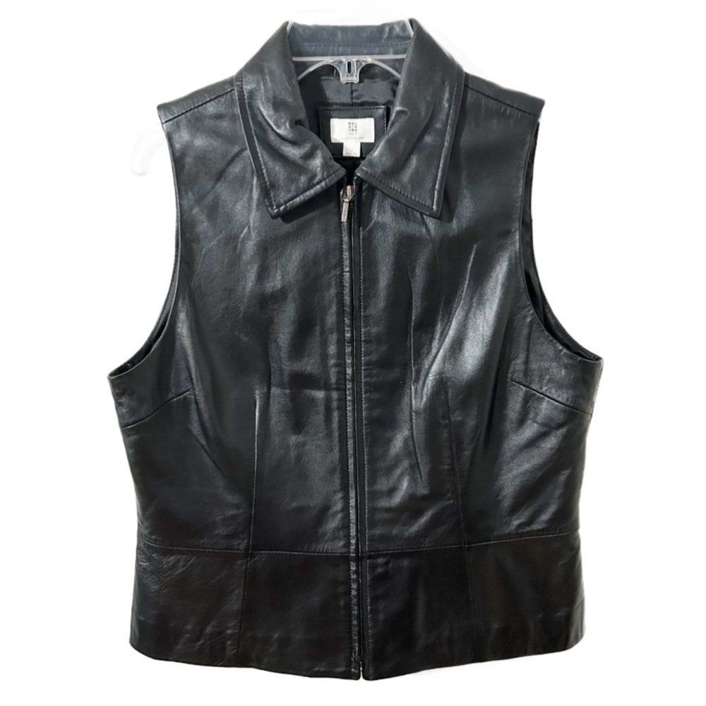 Apt. 9 Genuine Lambskin Leather Vest Zip Front Collared Burgundy/Red Fully Lined